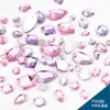 Conjunto de Brocas de Costura à Mão de Furo Duplo de Vidro com Fundo Plano, Formas Misturadas em Duas Cores, Gota d'Água, Marquise, Irregular, Fivela Plana, Acessórios para Roupas DIY
