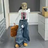 Conjunto de Moda para Niñas 2026 Nuevo Conjunto de Otoño Elegante de Moda Pantalones Cargo de Mezclilla para Niños Grandes Conjunto de Dos Piezas