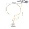 Europeo y Americano Transfronterizo Más Vendido Nuevo Popular Moda Elegante Simple Anillo Liso Gargantilla Collar Femenino Dulce y Fresco Perlas de Imitación