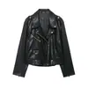 Moda Nova Primavera 2026 Aliexpress Transfronteiriço Jaqueta Biker Manga Longa Gola Entalhada Fechamento por Botão de Pressão Zíper Diagonal Revestido