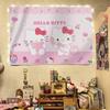 Pano Pendurado de Fundo Hello Kitty Desenho Animado, Decoração Fofa e Feminina para Quarto, Pano de Fundo para Atmosfera de Cabeceira