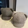 Novo Boina de Pelúcia com Orelhas de Gato Fofa para Mulheres, Chapéu Newsboy Emagrecedor para Rosto Outono e Inverno com Circunferência de Cabeça Grande, Quente