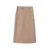 Saia de Lã Lisa para Mulheres, Novo Estilo Primavera Inicial 2026, Cintura Elástica, Elegante e Versátil, Saia Evasê Emagrecedora