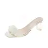Nuevas sandalias de plataforma transparentes estilo coreano inspiradas en cuentos de hadas, con punta cuadrada y diseño plisado, sandalias de tacón alto de verano para mujer