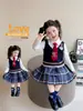 Conjunto de Ropa de Primavera para Niñas 2026 Nuevo Elegante Estilo Academia Conejo Policía Jk Falda Conjunto de Tres Piezas para Bebé Niña Primavera y Otoño