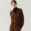 2025 Novo Suéter de Cashmere Solto com Gola Polo para Outono e Inverno Feminino Estilo Coreano Elegante Suéter de Lã Tricotado Cinza Puro