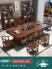 Juego de mesa de té y sillas de madera maciza, una mesa y cinco sillas, mesa de té de oficina estilo chino nuevo, juego de té para el hogar, mesa de té integrada para preparar té