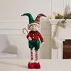 Novos enfeites de Natal para pendurar: enfeites de elfo com lantejoulas vermelhas e verdes, pose em pé, bonecos de Natal extensíveis, presentes de Natal