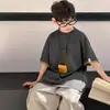 Loja de Algodão Camiseta de Manga Curta para Meninos Infantil Verão Estilo Coreano 2026 Nova Tendência Estampa Dupla Face Top Infantil Moda