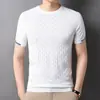 Camiseta de Seda de Hielo para Hombre de Manga Corta de Verano Delgada Jacquard por Computadora Hueca Transpirable Camiseta de Media Manga de Secado Rápido Nuevo Top
