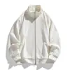 Jaqueta com zíper e gola alta para homens, jaqueta de tricô listrada para outono e inverno, top casual esportivo, unissex, cor sólida, versátil