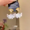 Pendientes de Plata Aguja Lujo Zircón Gota de Aceite Hoja de Ginkgo Moda Europea y Americana Pendientes de Botón de Gama Alta Pendientes de Personalidad de Nicho Temperamento