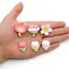 Conjunto de 12 Peças da Série Flores Fofas de Charms para Sapatos Resina DIY Decorações de Acessórios para Sandálias e Chinelos