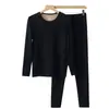 350g Meiyabi Cuello Redondo Pequeño Terciopelo Alemán Ropa Interior Térmica Seda Cachemir Ropa de Otoño y Pantalones Traje de Hombre