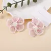 Brincos de flor de gaze estilo coreano com pérola bordada flor de cinco pétalas temperamento romântico francês doce versátil brincos simples