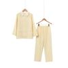 Algodão Fio de Camada Dupla Roupas de Casa Pijama Feminino Estilo Sem Estampa Amantes Roupas de Casa de Manga Comprida Masculino Simples Xadrez