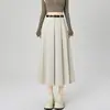Saia feminina de cintura alta, novo estilo outono, modeladora, plissada, saia midi para terno, cinza