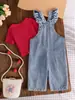 Ropa para Bebés Niñas 0-24M Niña Recién Nacida Primavera/Verano Camiseta de Manga Corta de Canalé + Pantalones Peto de Mezclilla Bordados