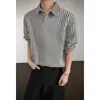 Camisa de Solapa Estilo Pareja para Hombre de Manga Larga 2026 Primavera Nueva Estilo Retro Americano Old Money Holgada Talla Grande