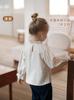 Camisas para Niños de Color Sólido con Cuello de Encaje Nuevo para Otoño e Invierno, Procesadas y Personalizadas, Tops de Manga de Farol de Moda y Versátiles, Transfronterizo