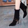 Botas Elásticas Ajustadas sin Cordones para Mujer, Otoño e Invierno 2026, Cremallera Hebilla Metálica Punta Fina Botas de Montar de Tacón Alto