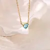 Collar con colgante de corazón de amor de circón, piedra de nacimiento de diciembre, cadena para la clavícula, electrochapado en horno, chapado en oro de 18k, para mujer
