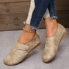 Nuevos Zapatos de Mujer de Estilo Retro de Comercio Exterior, Zapatillas Sencillas Planas de Caña Baja, Color Sólido Transfronterizo, Punta Redonda, Velcro, Suela Suave