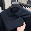 Suéter de punto de manga larga para hombre al por mayor transfronterizo, camisa base delgada de mezcla de lana con cuello para primavera y otoño para hombres de mediana edad