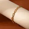 Pulsera de Cobre para Mujer Moda Transfronteriza Europea y Americana Joyería de Mano Minimalista Cadena Minimalista Chapada en Oro de 18K Hip-Hop Versátil Pulsera de Nicho