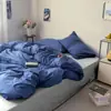 Estilo INS color sólido algodón puro algodón lavado artículo individual funda de edredón funda de edredón 100% algodón juego de tres piezas estudiante doble juego de tres piezas ropa de cama