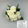 Flor de diamante rosa de 9 cabeças transfronteiriça, nova flor de simulação, buquê de rosa para noiva segurar, adereços de fotografia, decoração de casa, flor
