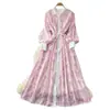 Vestido de estilo romántico francés con mangas acampanadas y bordados elaborados, vestido largo de línea A para mujer que estiliza la cintura, vestido elegante y con estilo
