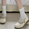 Zapatos Mary Jane Blancos a Juego, Punta Redonda, Boca Baja, Tacón Grueso para Mujer, Nuevos Zapatos Franceses Retro de Verano 2025