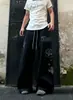Okeybyebye Pantalones de chándal unisex de pierna ancha con estampado de letras góticas retro americano, de moda, versátiles, para danza jazz