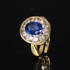 2024 nueva joyería Zhuang Shengsheng cobre chapado en oro retro simulación cristal azul ovalado traje dorado 8*10-5*7