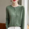 Suéter de Primavera y Otoño de Cuello Redondo para Mujer 2025 Nuevo Chaqueta de un Solo Botón Cárdigan Trenzado de Color Sólido Suéter Exterior de Estilo Occidental