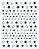Adesivos para Nail Art de Estrela de Quatro Pontas, Estrelas Douradas e Prateadas, Designs de Estrelas Pretas e Brancas, Decalques com Adesivo Atrás, Adesivos de Unha Populares Transfronteiriços