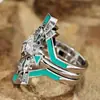 Cao Shi Xiaohongshu Nuevo Juego de Tres Anillos para Mujer, Anillo de Diseño Futurista con Forma Cuadrada de Pintura al Óleo, Popular en Línea