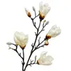 6 Brotes de Flores de Magnolia Artificiales Grandes con Tallos Largos, Flores de Magnolia Simuladas para Bodas, Flores de Algodón Artificiales Grandes, Flores de Magnolia Grandes