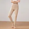 Leggings Quentes de Lã Pura Femininos Levanta Barriga Quadril Cintura Alta Modelagem Justa Emagrecedor Moda para Usar por Cima Calças de Lã Justas