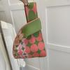 Bolsa de colete bolsa de colete bolsa de malha moderna bolsa bolsa de flores xadrez plaid cor de contraste Coreia do Sul ins estilo