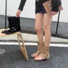Sandálias de Tira com Fivela e Salto Grosso Estilo Melard para Mulheres 2026 Verão Novo Estilo Sandálias de Tira Botas Curtas de Camurça para Calçar