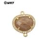 WT-C335 Rosa Brillante Francés Cristal Piedra con Purpurina Gema Colgante Pequeño Borde de Circonita Joyería Decoración Accesorios