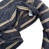 "Fica Bom com Cores Contrastantes" Camiseta Listrada com Textura de Pelúcia para Mulheres no Outono e Inverno, Solta e Versátil, Gola Redonda Casual Bordada para Usar por Baixo