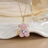 Estilo Europeu e Americano Nova Moda Bijuteria Cobre Banhado Ouro Real Embutido Zircônia Pingente Coração Urso Design Colar Joias Femininas