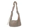 2026 Verão Novo Estilo Coreano Grande Capacidade Xadrez Preto e Cinza Renda Bolsa Transversal de Ombro Moda Simples Bolsa de Lona para Mulheres