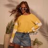 Suéter de Punto con Cuello Redondo para Mujer, Nuevo Otoño/Invierno 2025, Manga Larga Estampado Multicolor Bloque de Color, Moda Europea y Americana para Mujer, Pedido Pequeño al por Mayor