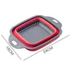 Cesta Plegable Telescópica Transfronteriza Escurridor Cuadrada Hueca Redonda de Plástico para Cocina Plato para Lavar Verduras Frutas
