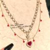 Collar de doble capa "Romance Ardiente" con un toque de amor rojo francés 2025, estilo explosivo, cadena de clavícula ligera y lujosa de alta gama.