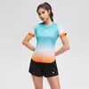 Camisetas Deportivas de Verano para Mujer, Cuello Redondo, Manga Corta, para Fitness y Running, Transpirables, Adelgazantes, Ropa de Fitness